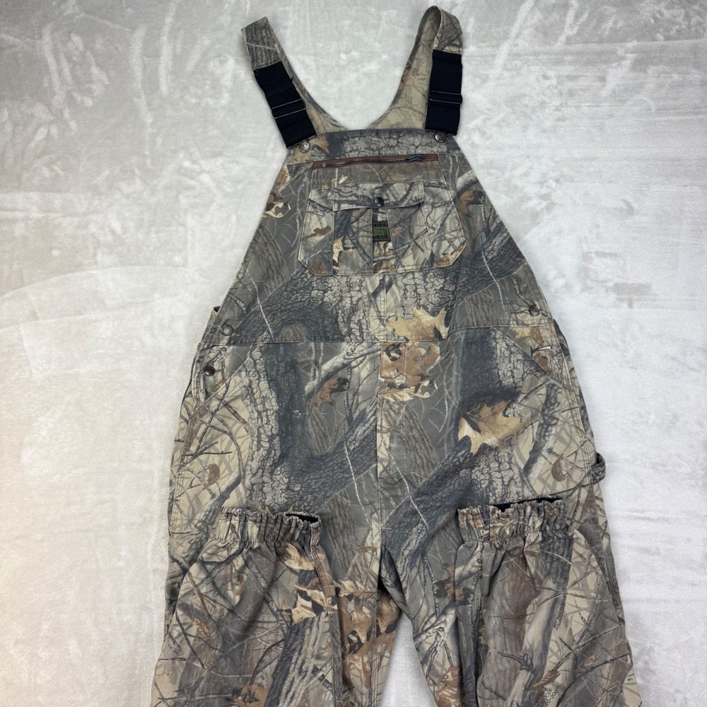 Liberty Mens Camo Bibs Overalls Size XXL 44R Realtree Hardwoods 20-200 Hunting